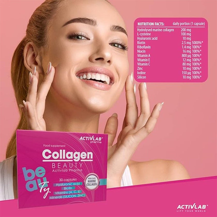 Activlab Pharma Collagen Beauty Capsules With Hyaluronic acid, Biotin & Minerals For Aging Skin, Pack of 30's