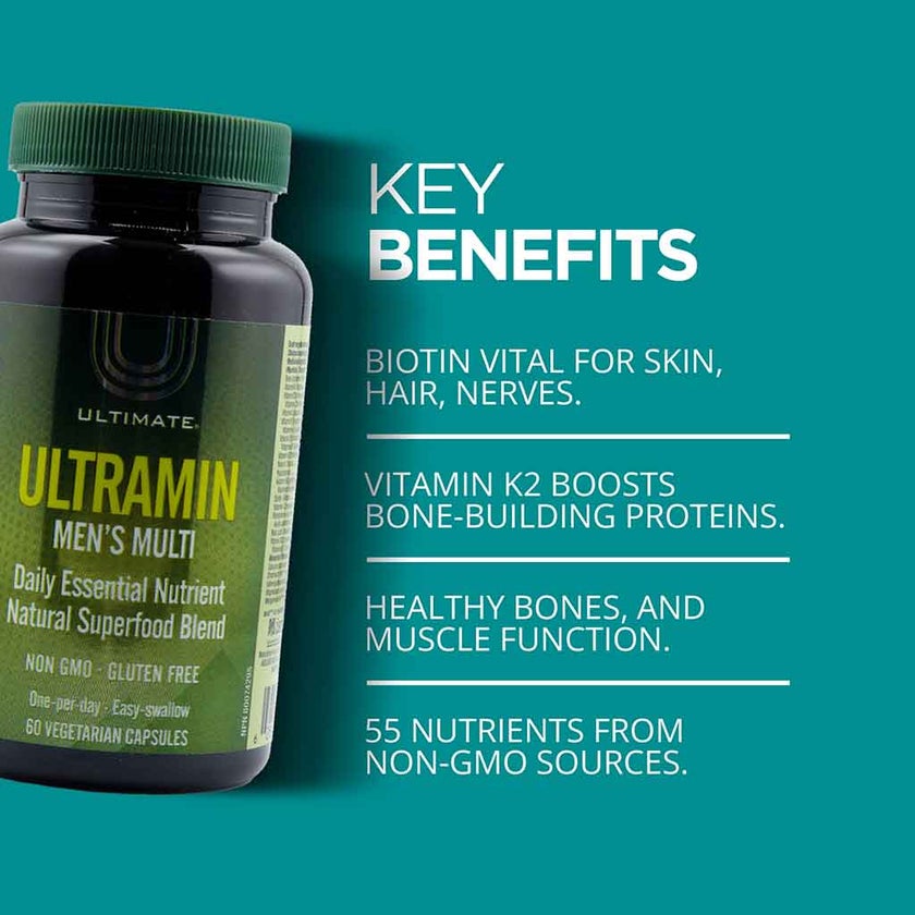 Ultimate Ultramin Men's Multivitamin & Superfood Supplement Capsules, Pack of 60's