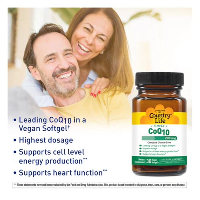 Country Life Vegan CoQ10 200mg Softgels, Pack of 60's