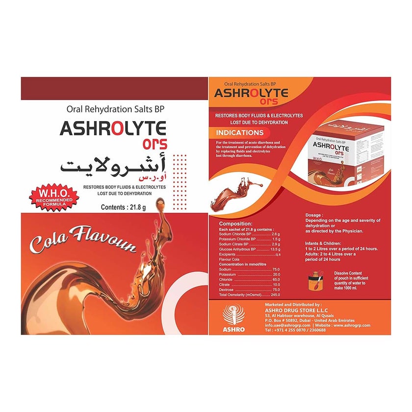 Ashrolyte ORS Oral Rehydration Salts, Pack of 25 Sachets