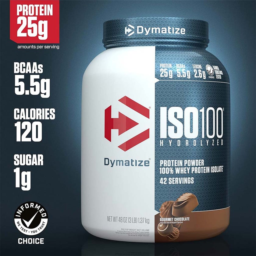 Dymatize ISO 100 Hydrolyzed Whey Protein Powder, Gourmet Chocolate Flavor, 1.37kg