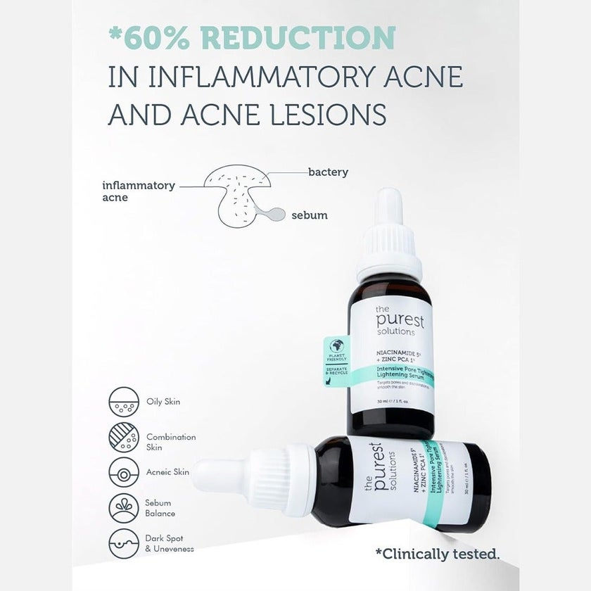 The Purest Solutions Niacinamide 5% + Zinc PCA 1% Intensive Pore Tightening & Lightening Facial Serum 30ml