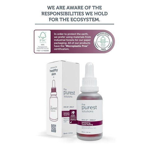 The Purest Solutions AHA 10% + BHA 2% Exfoliating Facial Peeling Solution 30ml