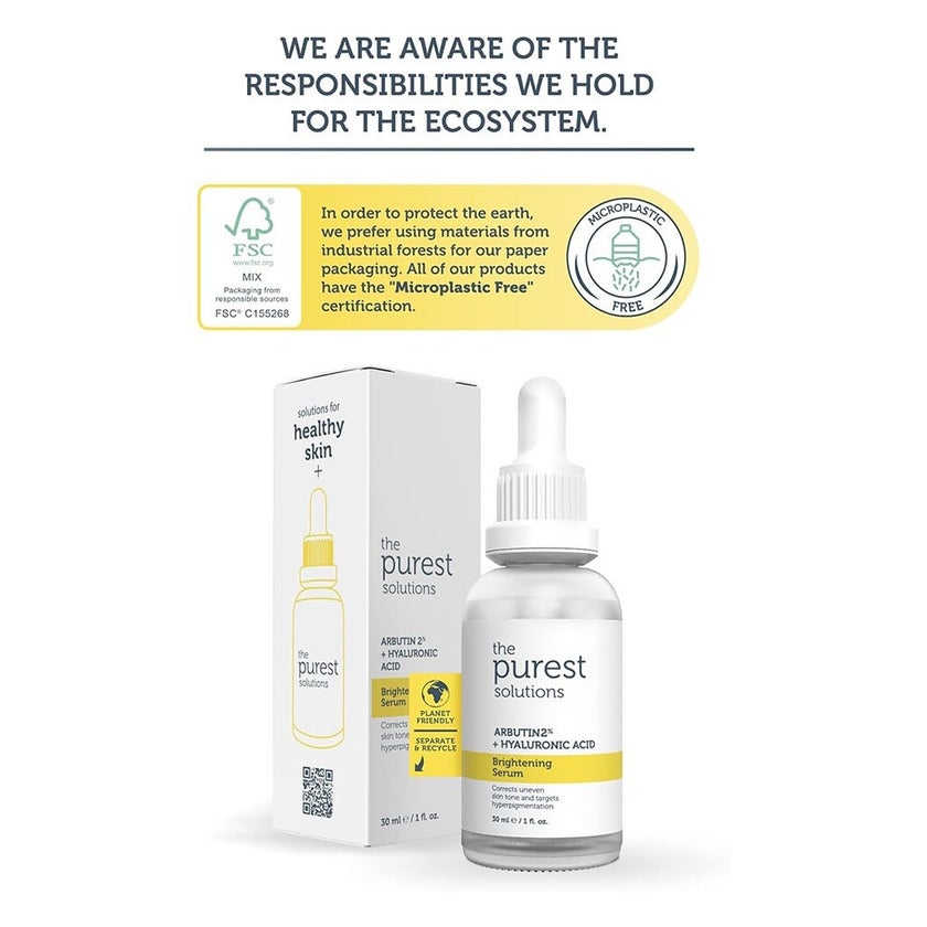 The Purest Solutions Arbutin 2% + Hyaluronic Acid Brightening Facial Serum 30ml