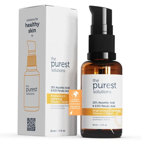 The Purest Solutions 10% Ascorbic Acid & 0.5% Ferulic Acid Brightening & Lightening Vitamin C Facial Serum 30ml