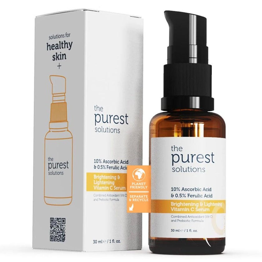 The Purest Solutions 10% Ascorbic Acid & 0.5% Ferulic Acid Brightening & Lightening Vitamin C Facial Serum 30ml