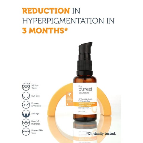 The Purest Solutions 10% Ascorbic Acid & 0.5% Ferulic Acid Brightening & Lightening Vitamin C Facial Serum 30ml