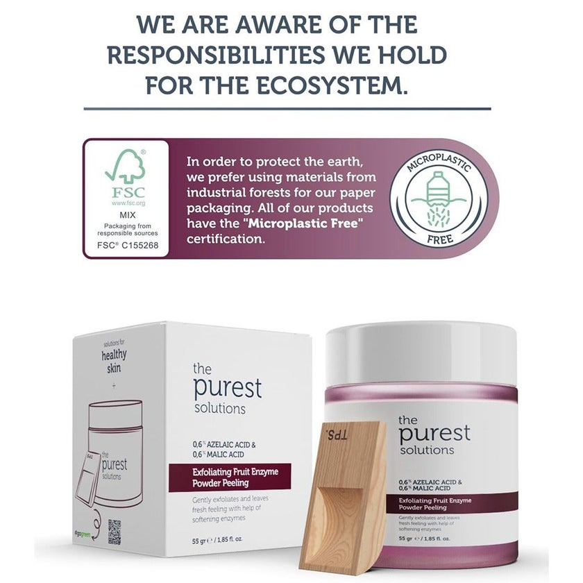 The Purest Solutions 0.6% Azelaic Acid & 0.6% Malic Acid Exfoliating & Peeling Fruit Enzyme Powder 55g