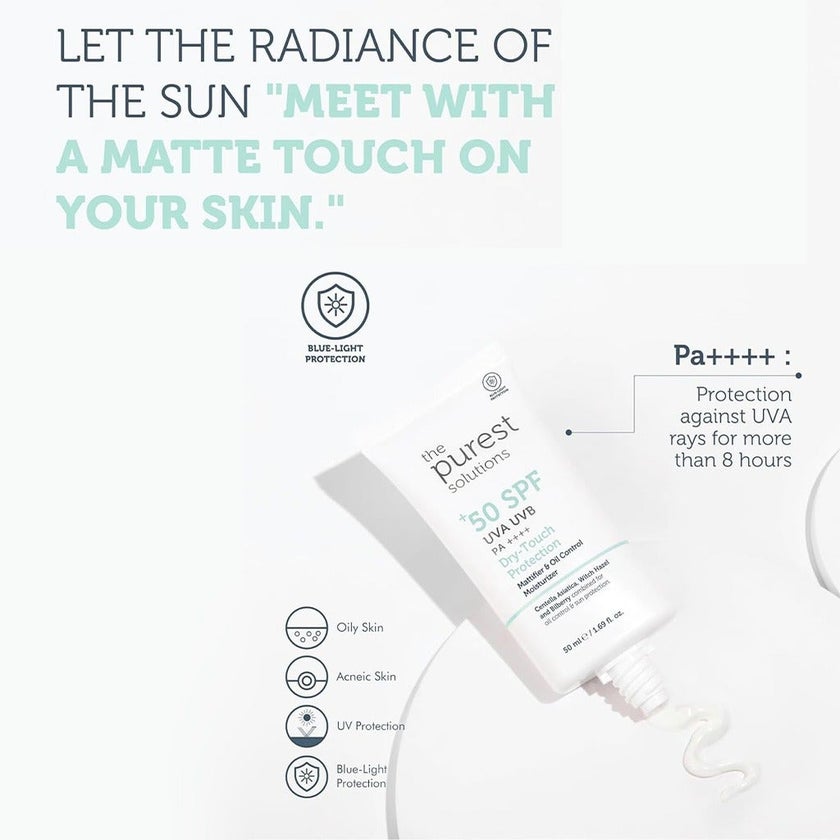 The Purest Solutions Dry-Touch Protection Mattifier & Oil Control Moisturizer Sunscreen With SPF 50+ & PA++++ 50ml