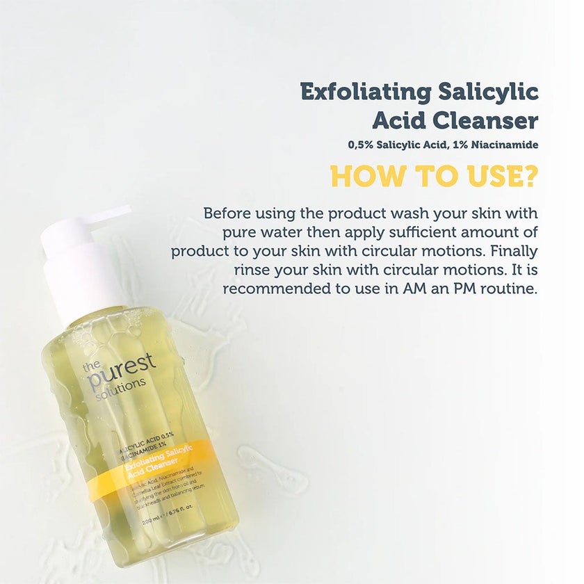The Purest Solutions 0.5% Salicylic Acid & 1% Niacinamide Exfoliating Salicylic Acid Cleanser 200ml