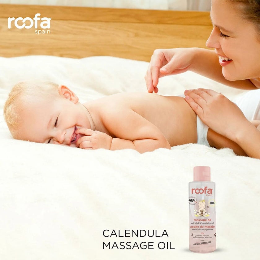Roofa Baby Body Massage Oil With Calendula & Sweet Almond For Sensitive Skin 100ml