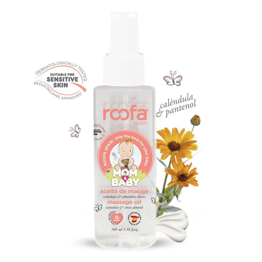 Roofa Baby Body Massage Oil With Calendula & Sweet Almond For Sensitive Skin 100ml