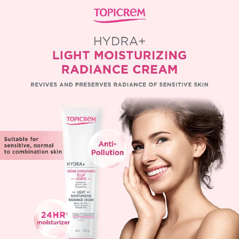 Topicrem Hydra+ Light Moisturizing Radiance Cream For Sensitive & Normal To Combination Skin 40ml