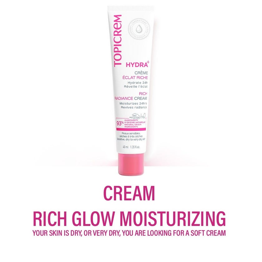 Topicrem Hydra+ Rich Moisturizing Radiance Cream For Sensitive & Dry To Very Dry Skin 40ml