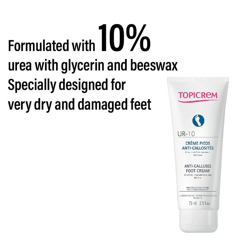 Topicrem UR 10 Anti-Callus Foot Cream For Very Dry And Damaged Feet 75ml