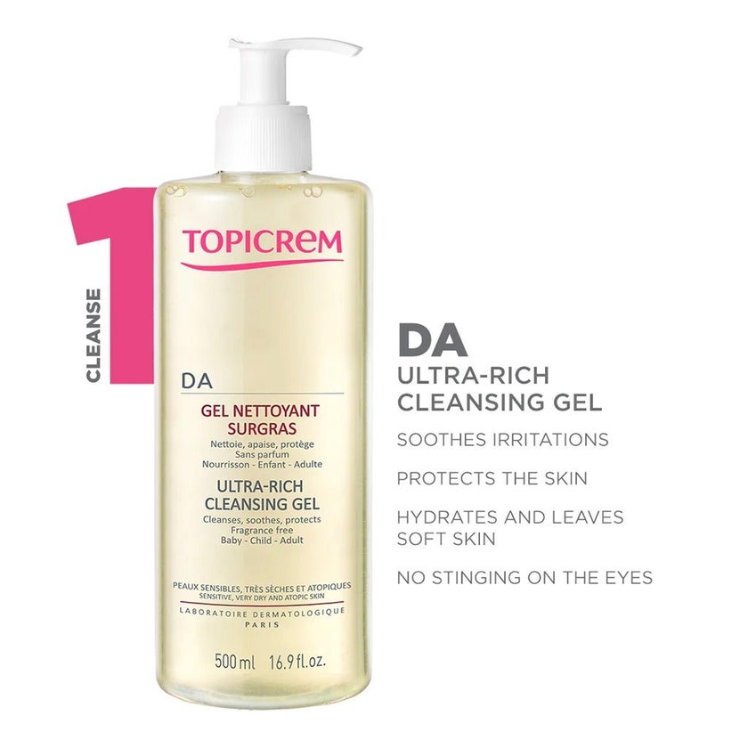 Topicrem DA Ultra-Rich Cleansing Gel For Sensitive, Very Dry & Atopic Skin 500ml