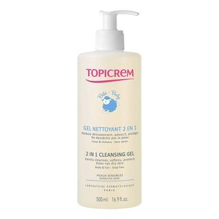 Topicrem 2 In 1 Cleansing Gel, Body & Hair Cleanser For Newborns, Baby & Children, Soap Free 500ml