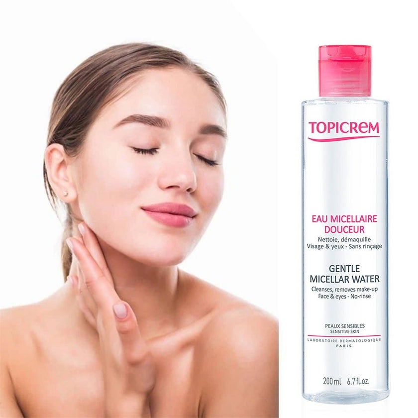 Topicrem Hydra+ Gentle Micellar Water For Sensitive Skin, Cleansing & Makeup Remover Solution For Face & Eyes 200ml