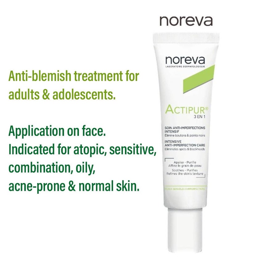 Noreva Actipur 3-in-1 Anti-Imperfection Care Cream For Acne Prone Skin 30ml