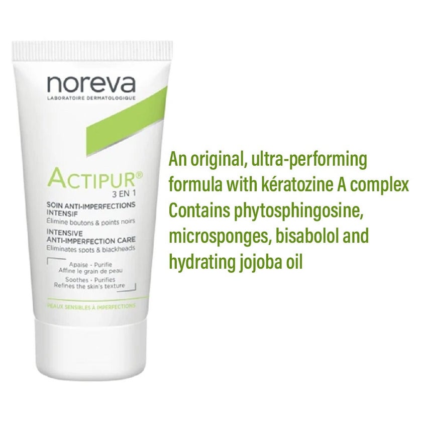 Noreva Actipur 3-in-1 Anti-Imperfection Care Cream For Acne Prone Skin 30ml