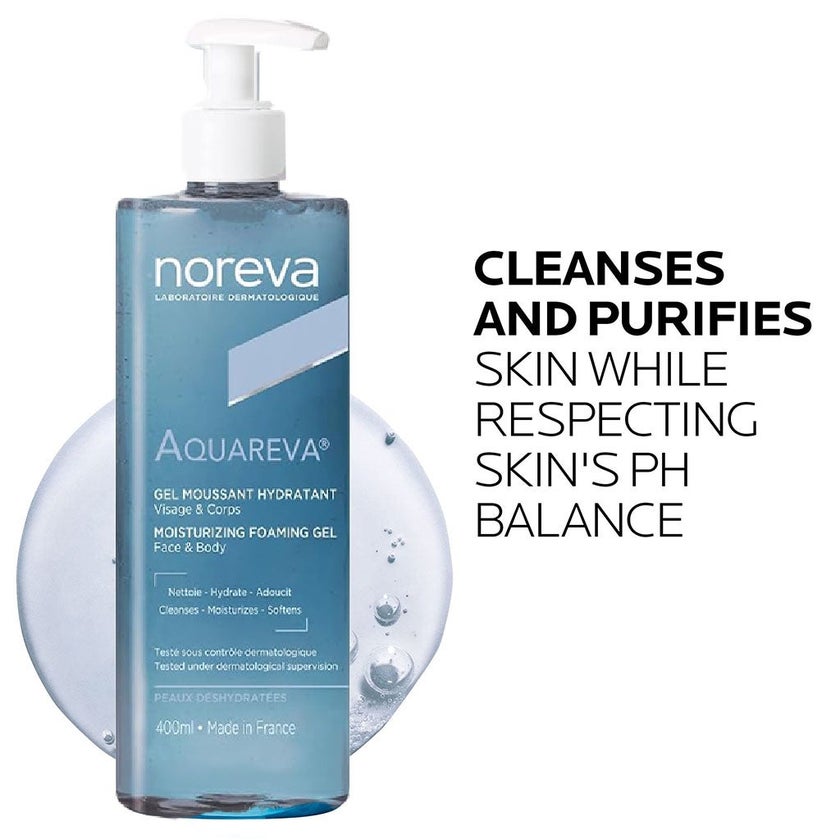 Noreva Aquareva Moisturizing Foaming Gel To Cleanse Face & Body 400ml