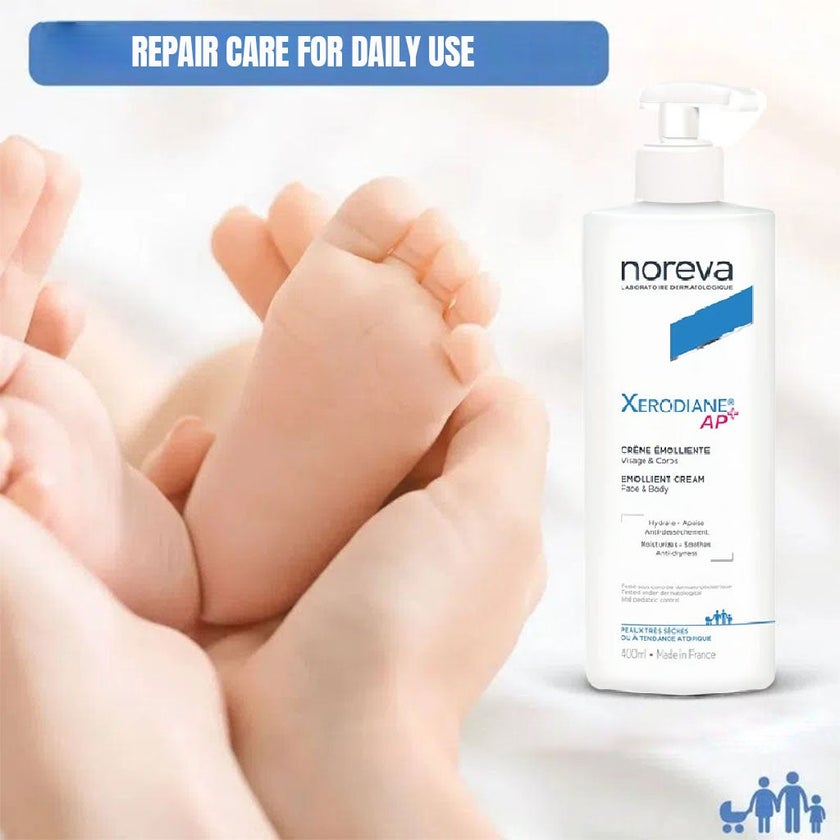 Noreva Xerodiane Ap+ Emollient Cream, Moisturizer For Face And Body 400ml