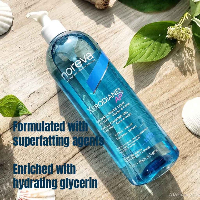 Noreva Xerodiane Ap+ Gentle Foaming Gel, Soap-Free Face And Body Wash 745ml