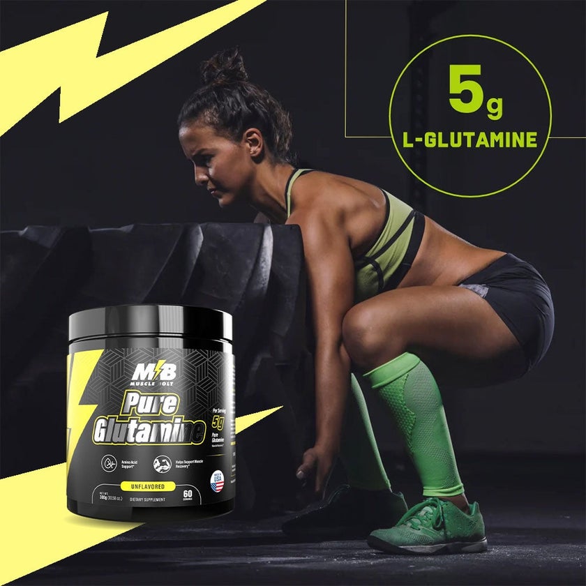 Muscle Bolt Pure Glutamine Powder Supplement For Muscle Recovery, Unflavored 300g