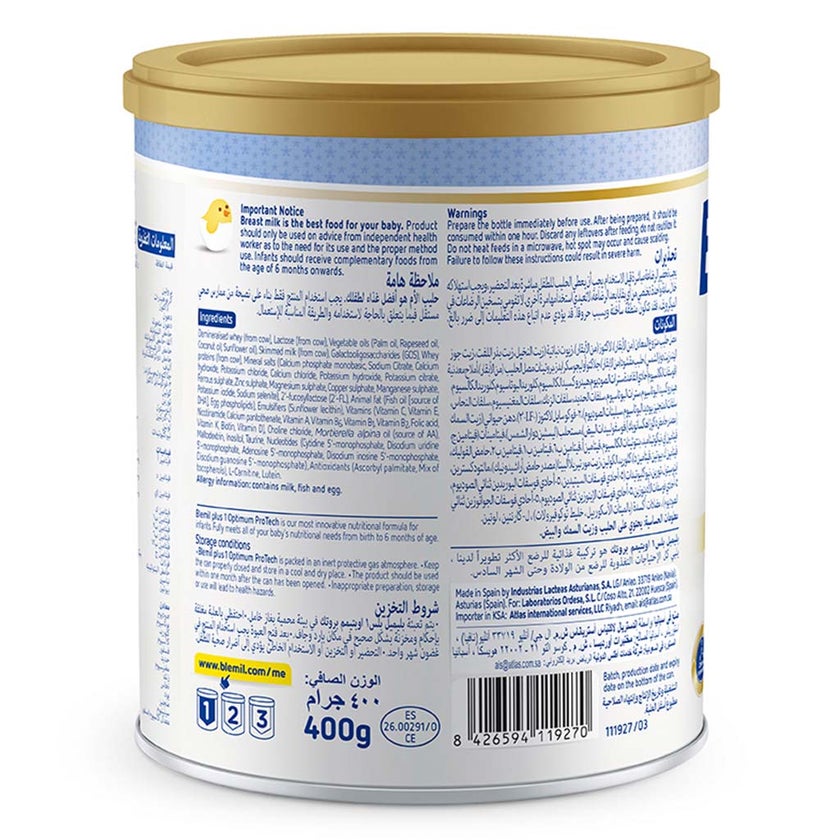 Blemil Plus Optimum Protech Stage 1 Baby Milk Formula For 0 To 6 Months 400g