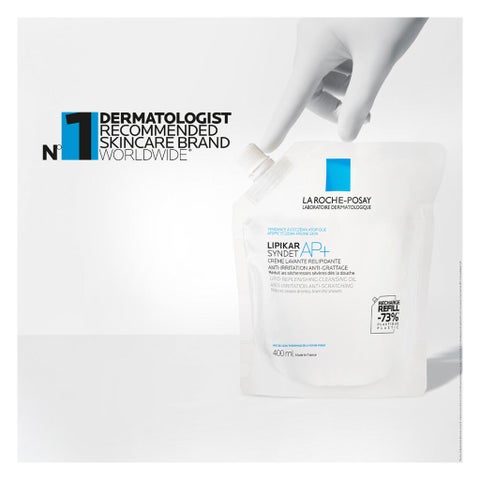 La Roche-Posay Lipikar Syndet AP+ Anti-Irritation & Anti-Scratching Cream Wash, Eco-Conscious Refill Pack 400ml