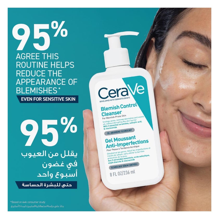 CeraVe Blemish Control 2% Salicylic Acid Cleanser, Acne Prone Skin 236ml
