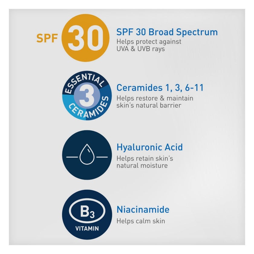 CeraVe AM Facial Moisturizing Lotion With UV Protection SPF30 For Normal To Dry Skin, Fragrance Free 52ml