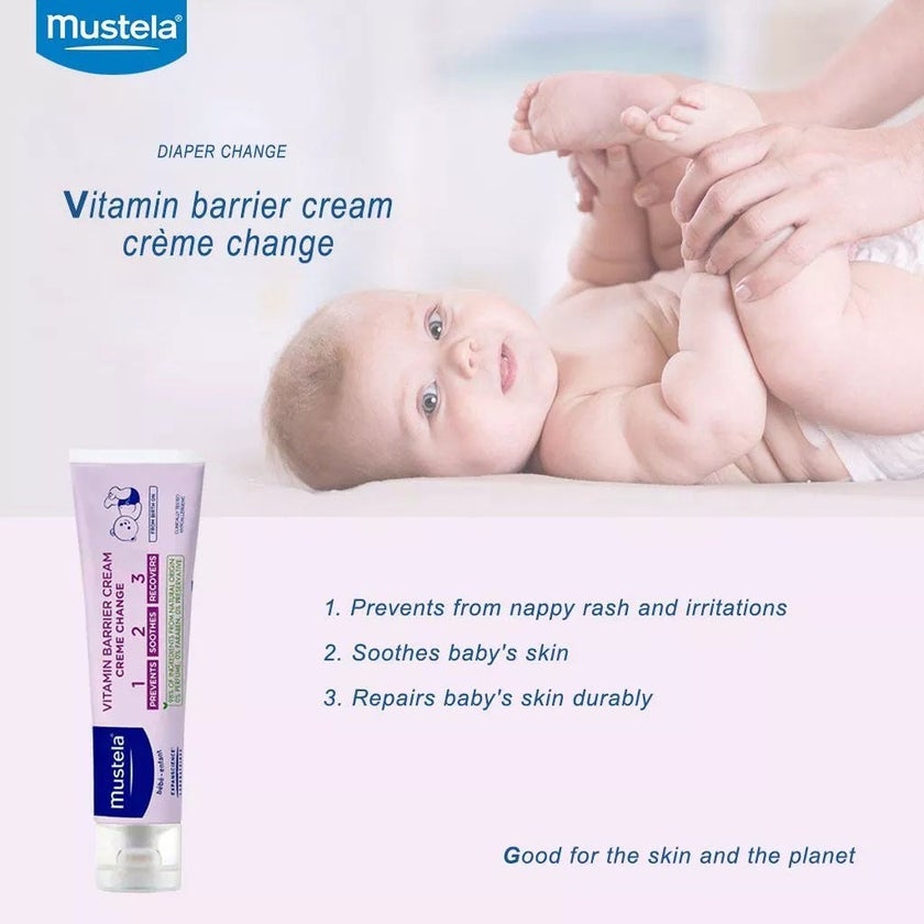 Mustela 1 2 3 Vitamin Barrier Baby Nappy Cream 2 x 50ml, Promo Pack of 2's