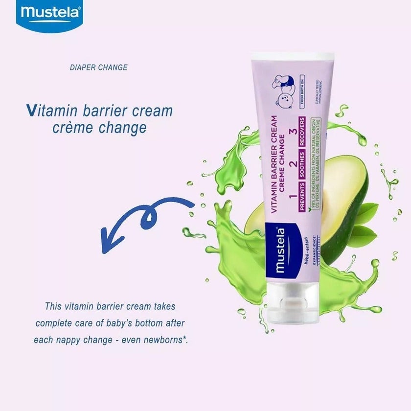 Mustela 1 2 3 Vitamin Barrier Baby Nappy Cream 2 x 50ml, Promo Pack of 2's