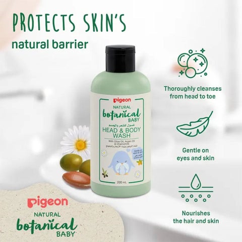 Pigeon Natural Botanical Baby Skincare Head & Body Wash - 200ml