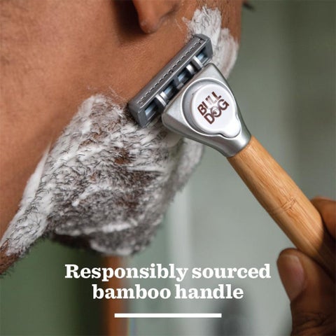 Bulldog Skincare Original Bamboo Razor + 2 Blade Cartridges, Pack of 3 Pieces