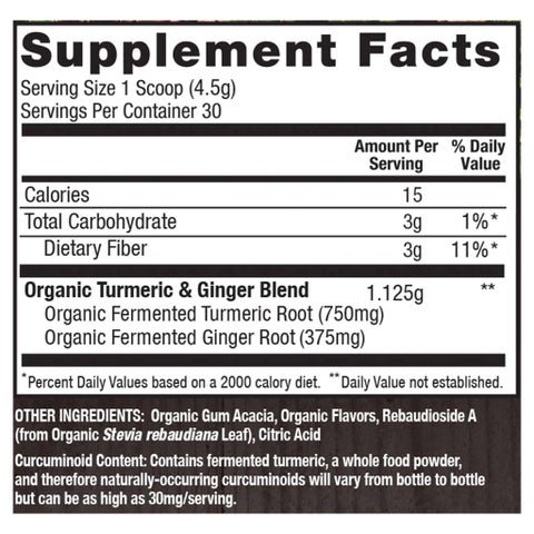 PlantFusion Organic Turmeric and Ginger Fermented Superfood Powder Blend 135g
