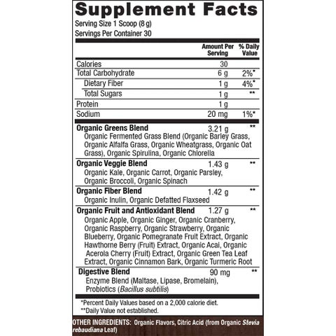 PlantFusion Organic Fruitiful Greens Fermented Superfood Powder Blend 240g