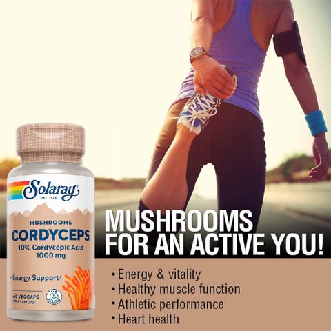 Solaray Mushrooms Cordyceps 1000mg, Energy Support - 60 Capsules