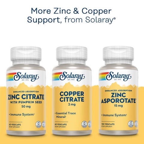 Solaray Zinc Copper Capsules, Immunity Support - 100 Capsules