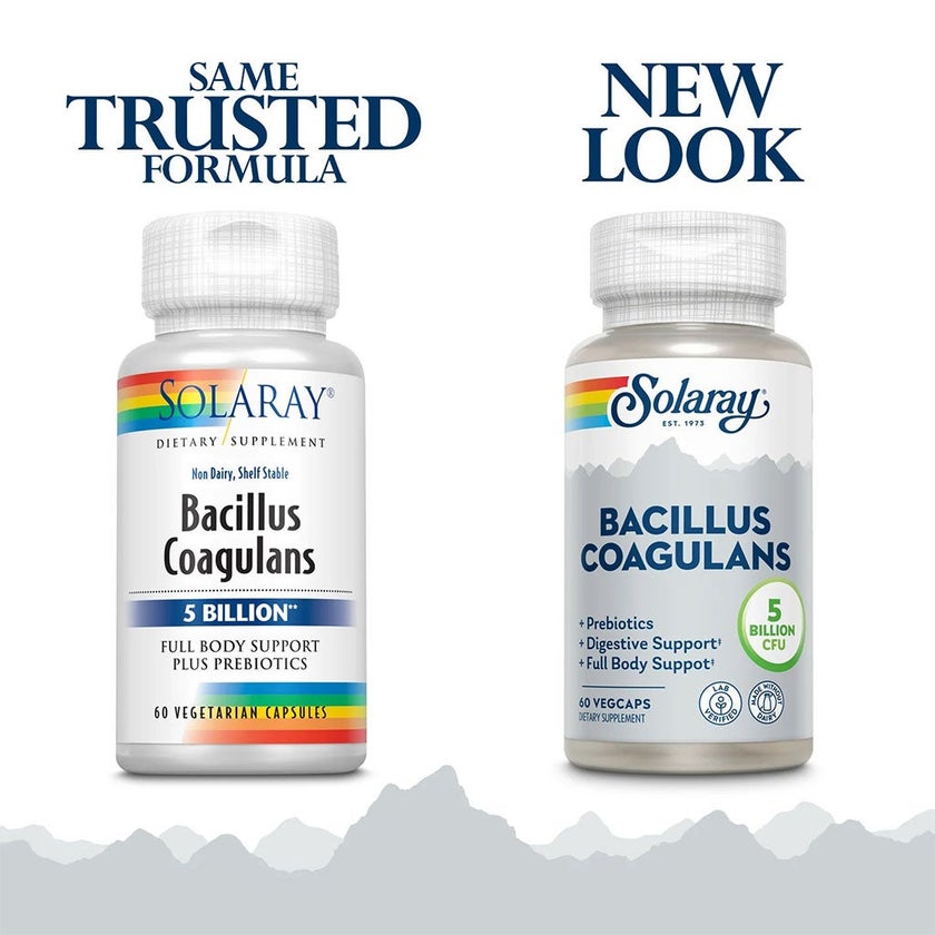 Solaray Bacillus Coagulans 5 Billion CFU Vegetarian Capsules With Prebiotics For Digestive & Full Body Support, Pack of 60's