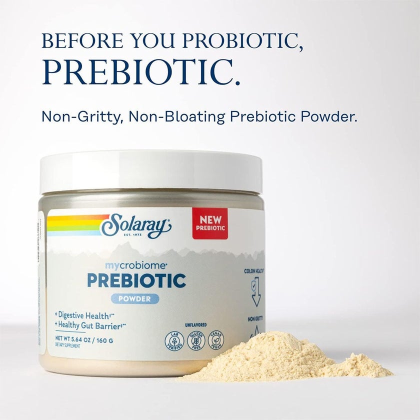 Solaray Microbiome Prebiotic Powder For Digestive Health & Healthy Gut Barrier, Unflavored, 160g