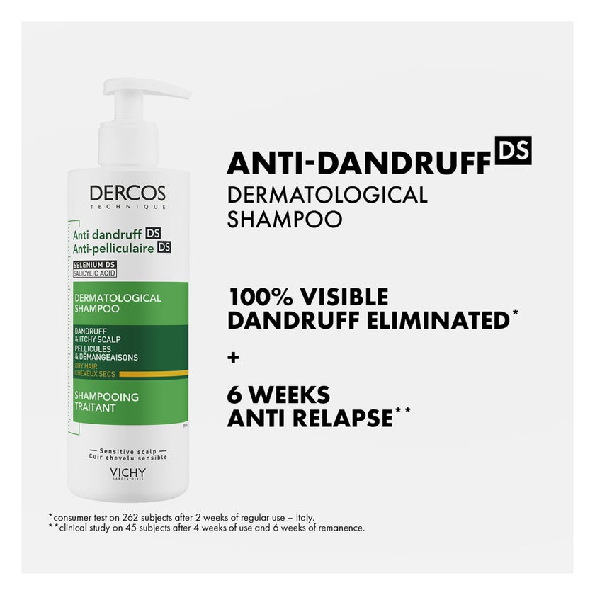 Vichy Dercos Anti-Dandruff DS Shampoo Acid For Dry Hair 390ml