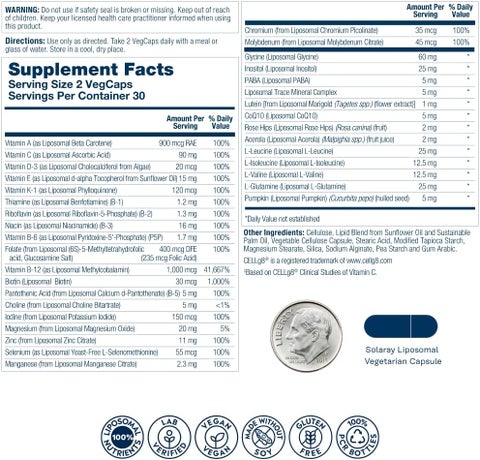 Solaray Liposomal Men's Multivitamin, Energy Support - 60 Capsules