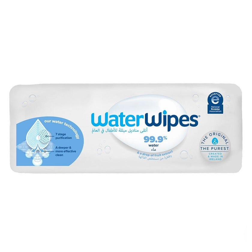 WaterWipes Original Plastic Free Baby Wipes, 4 Packs Each of 60 Unscented Wet Wipes