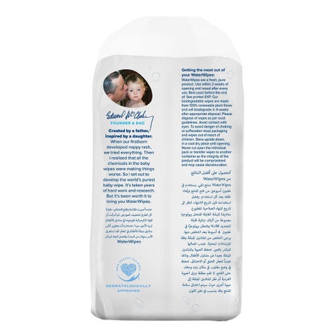 WaterWipes Original Plastic Free Baby Wipes, 4 Packs Each of 60 Unscented Wet Wipes