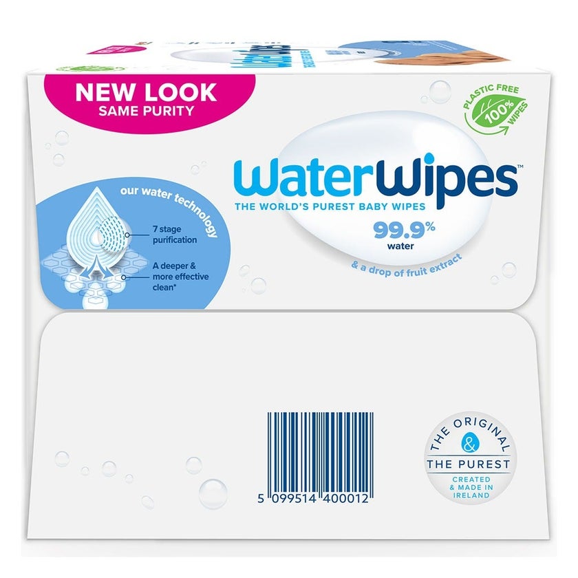 WaterWipes Original Plastic Free Baby Wipes, 12 Packs Each of 60 Unscented Wet Wipes