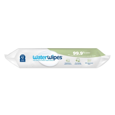 WaterWipes Plastic Free Textured Clean Toddler & Baby Wipes, Pack of 60 Unscented Wet Wipes