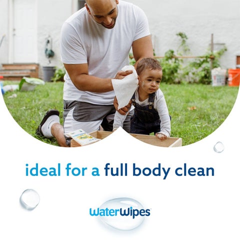 WaterWipes Plastic Free Textured XL Bathing Toddler & Baby Wipes, Pack of 16 Unscented Wet Wipes