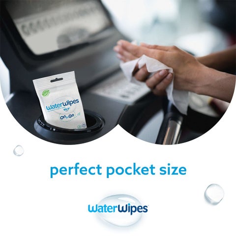 WaterWipes Plastic Free On the Go Wipes, Pack of 10 Unscented Wet Wipes